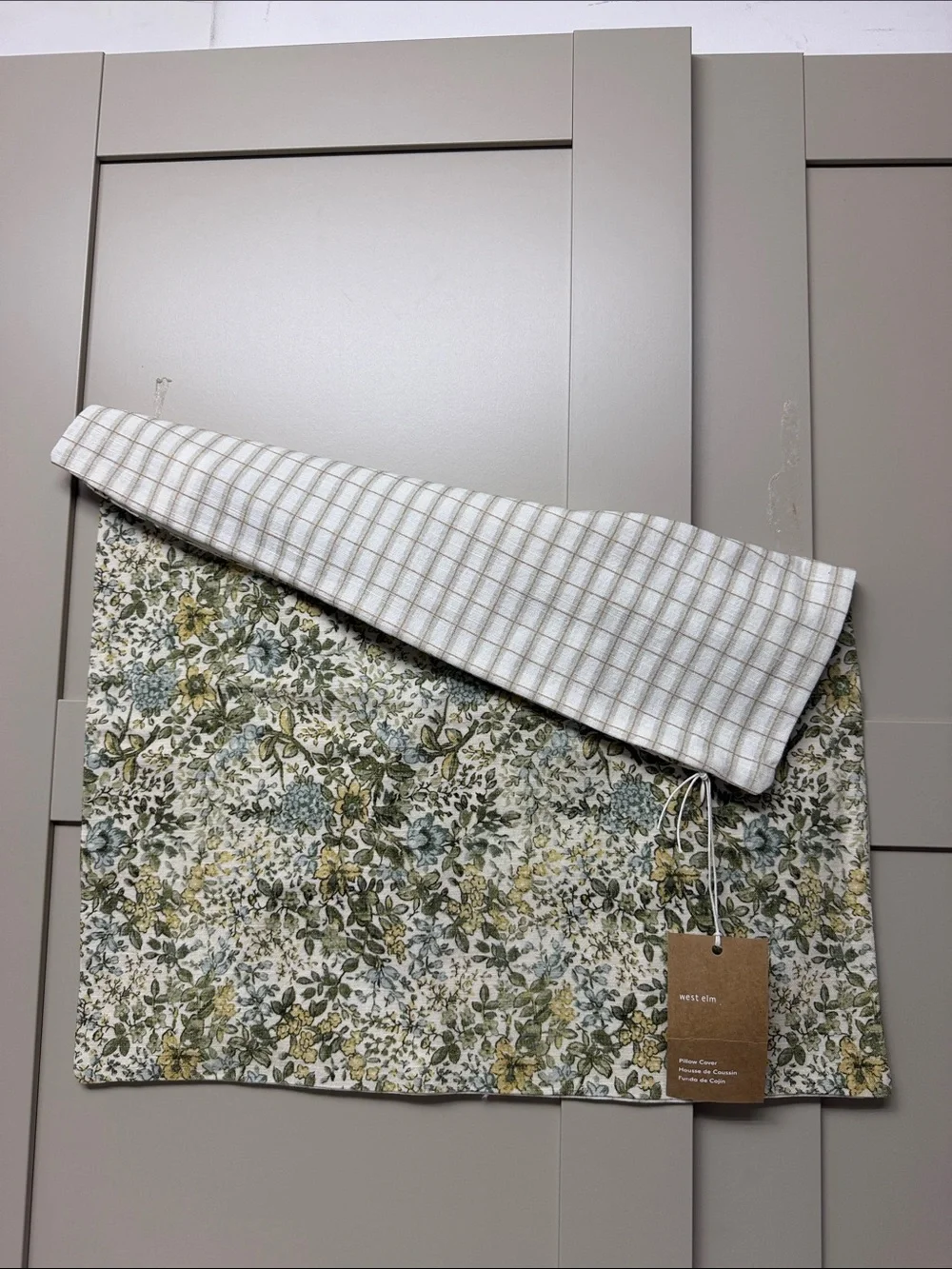 West Elm Floral Cotton Pillow Cover in Green, Yellow, Blue